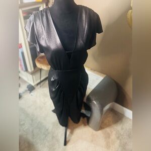 MaxMara Black Satin-Detail Midi Dress